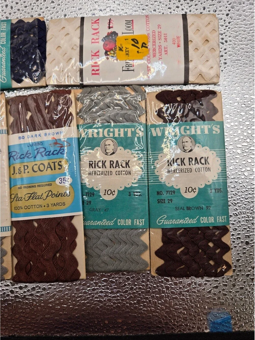 7 Packs of unopened vtg Rick Rack in various colors, sewing notions, ric rac